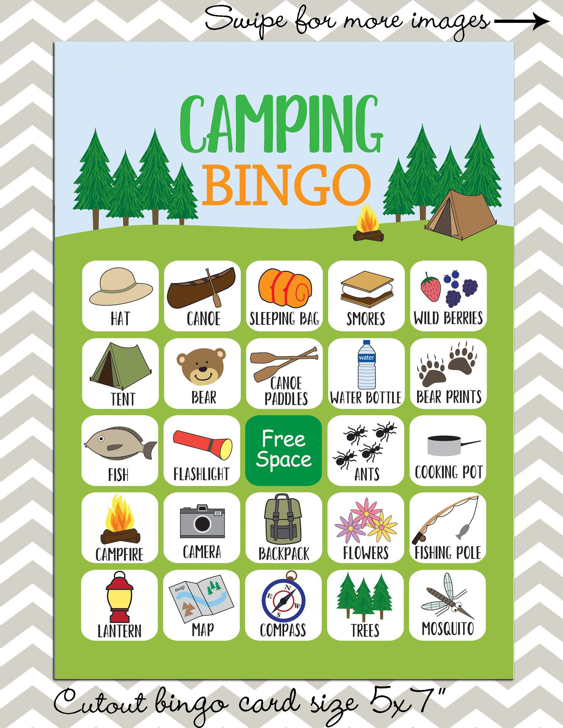 20 Camping Bingo Cards 20 Unique Prefilled Game Cards 