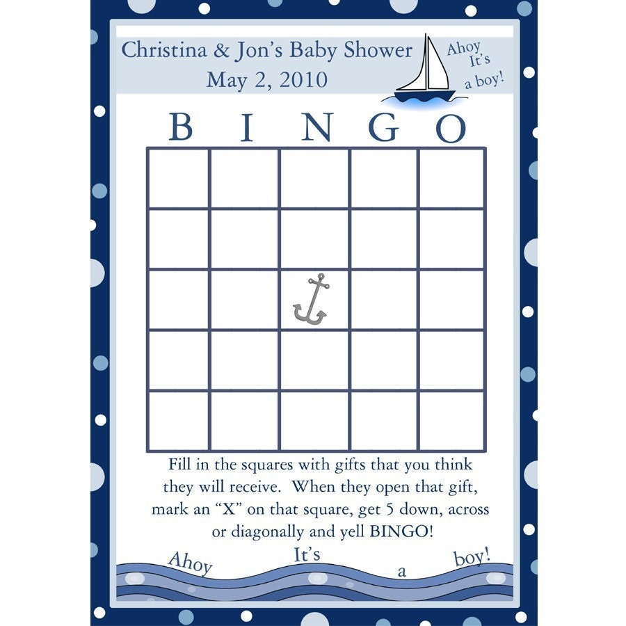 24 Personalized Baby Shower Bingo Cards AHOY ITS A BOY