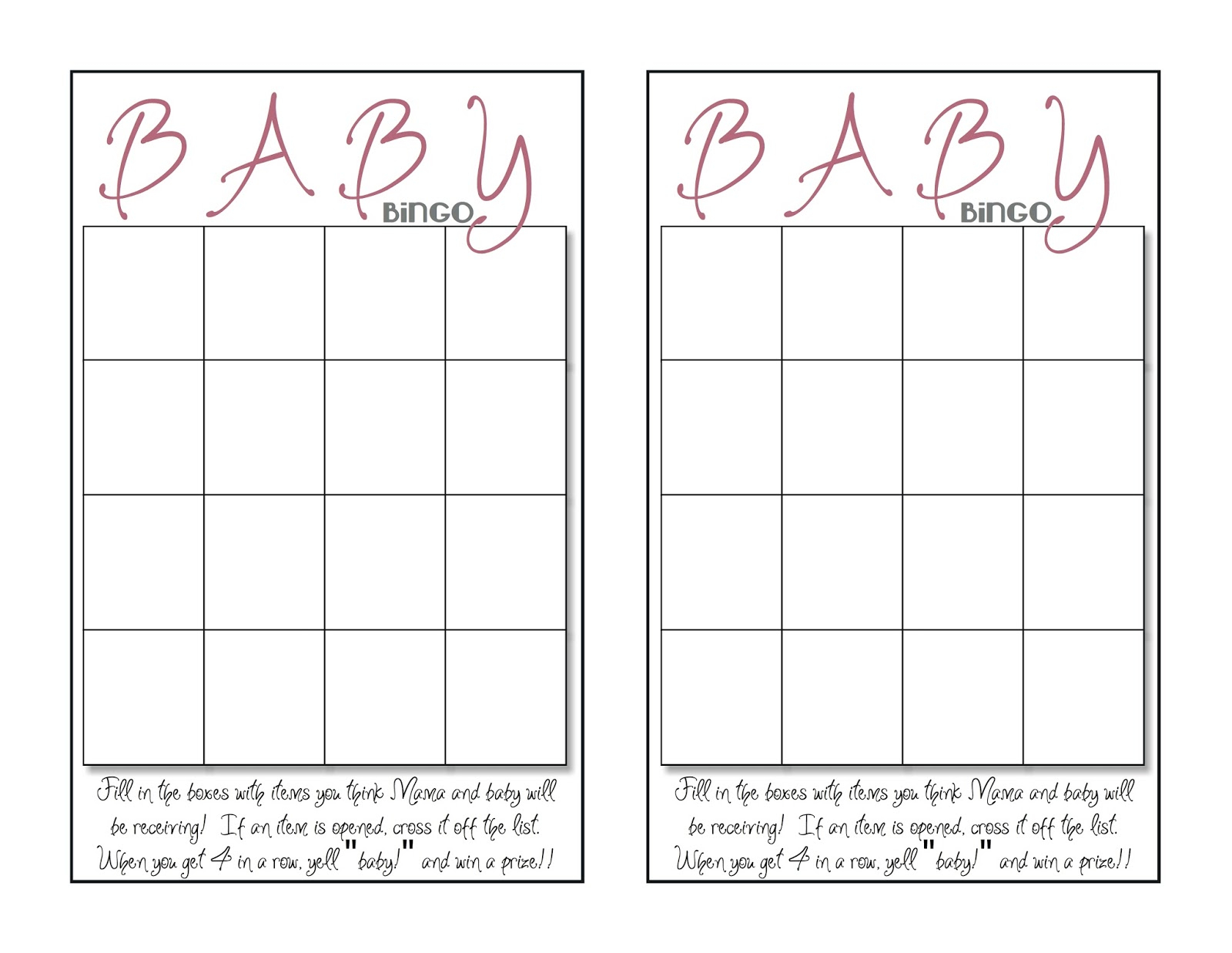 26 Beautiful Baby Shower Bingo Card Template Blank Baby 