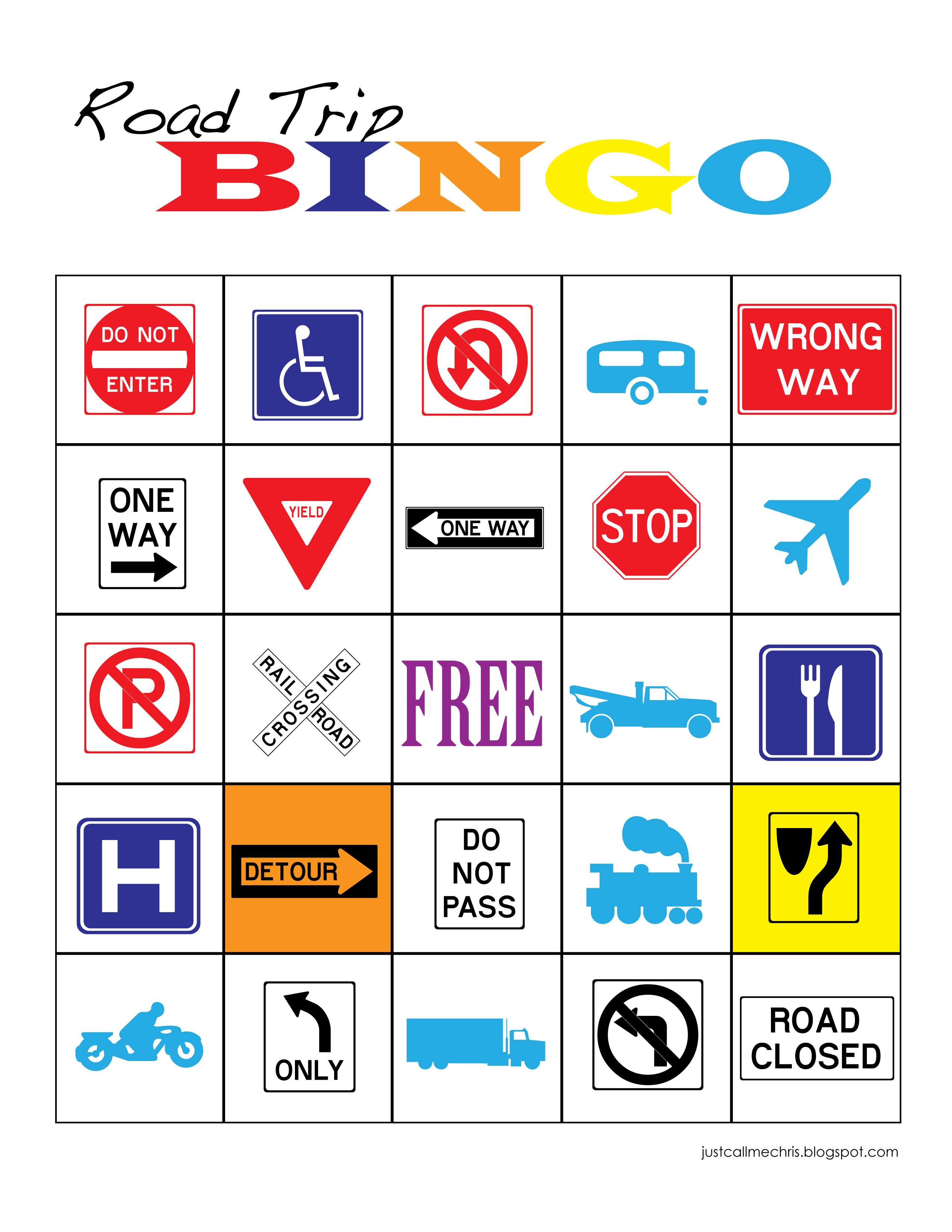 28 Amusing Road Trip Bingo Templates Kitty Baby Love