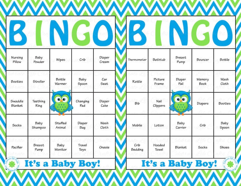 30 Baby Shower Bingo Cards Printable Party Baby Boy Etsy