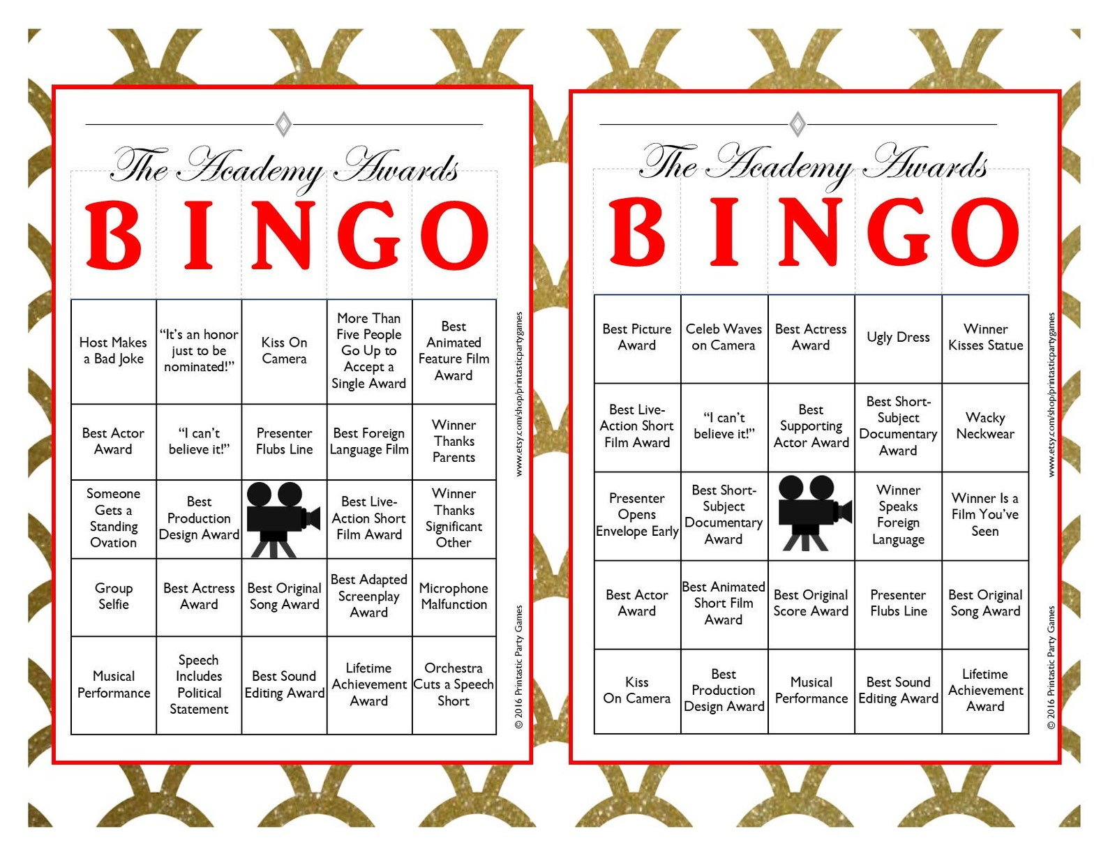 30 Printable Oscar BINGO Cards Academy Awards Oscar Bingo 