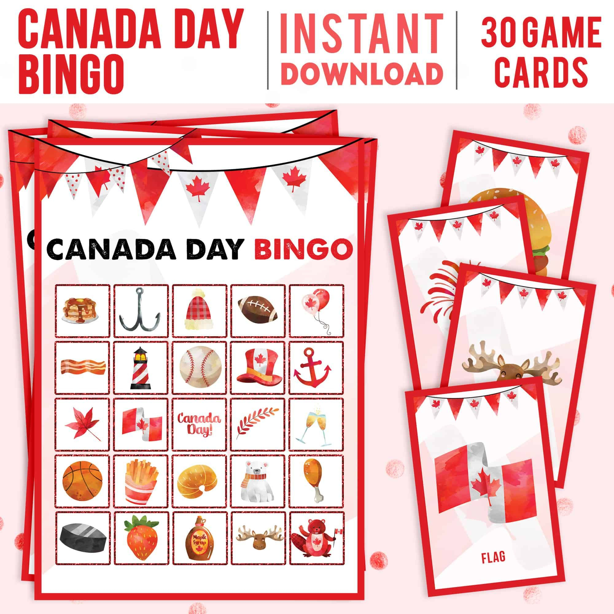  4 80 Canada Day Printable Bingo Picture Bingo Game 