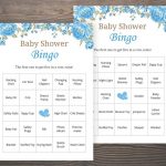 40 Prefilled Blue Baby Bingo Cards Baby Shower Games Etsy