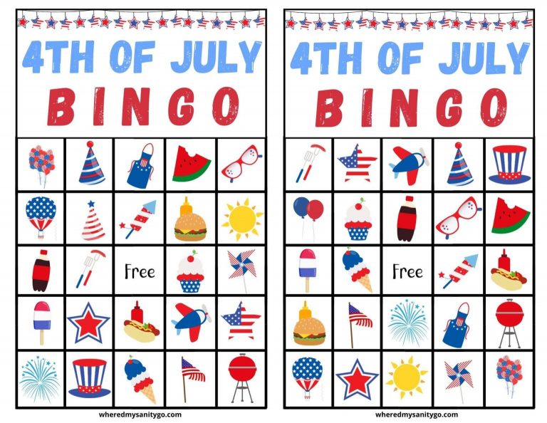 4th Of July Bingo Cards Printable And Patriotic Games For Kids