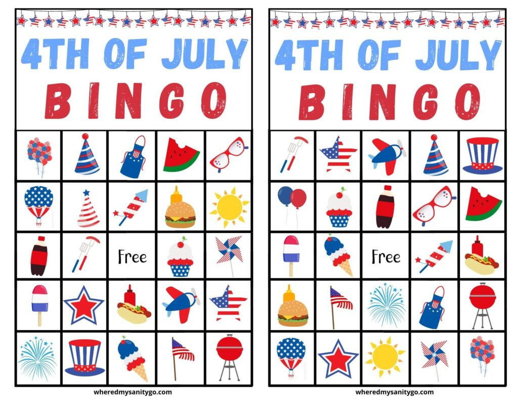 4th Of July Bingo Cards Printable And Patriotic Games For 