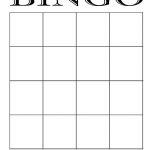 4X4 Blank Bingo Card Template In 2020 Bingo Cards