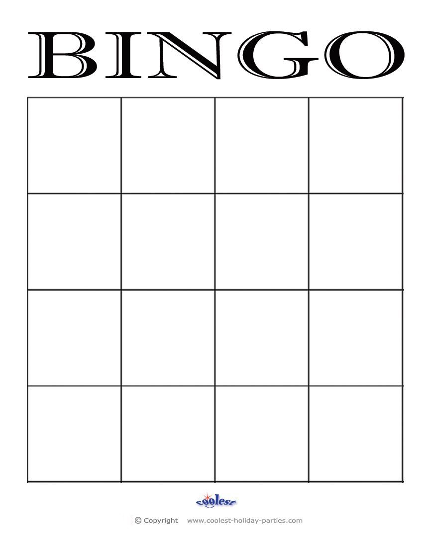 4X4 Blank Bingo Card Template In 2020 Bingo Cards 