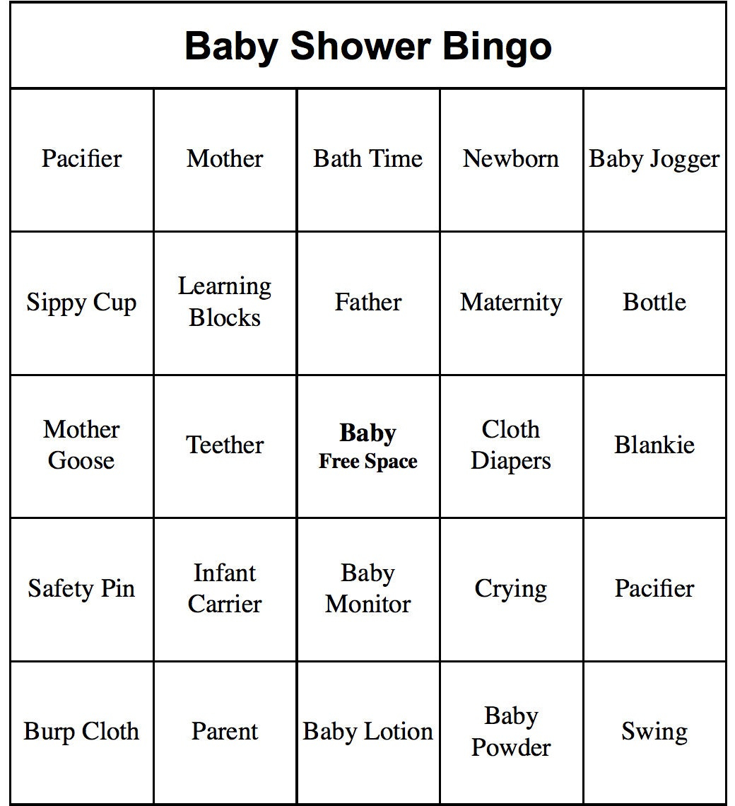 50 Individual Printable Baby Shower Bingo Cards Etsy