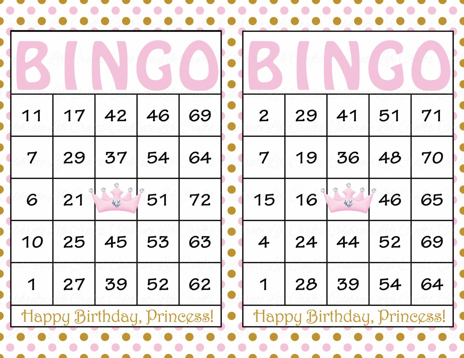 60 Birthday Printable Bingo Cards Instant Download Pink