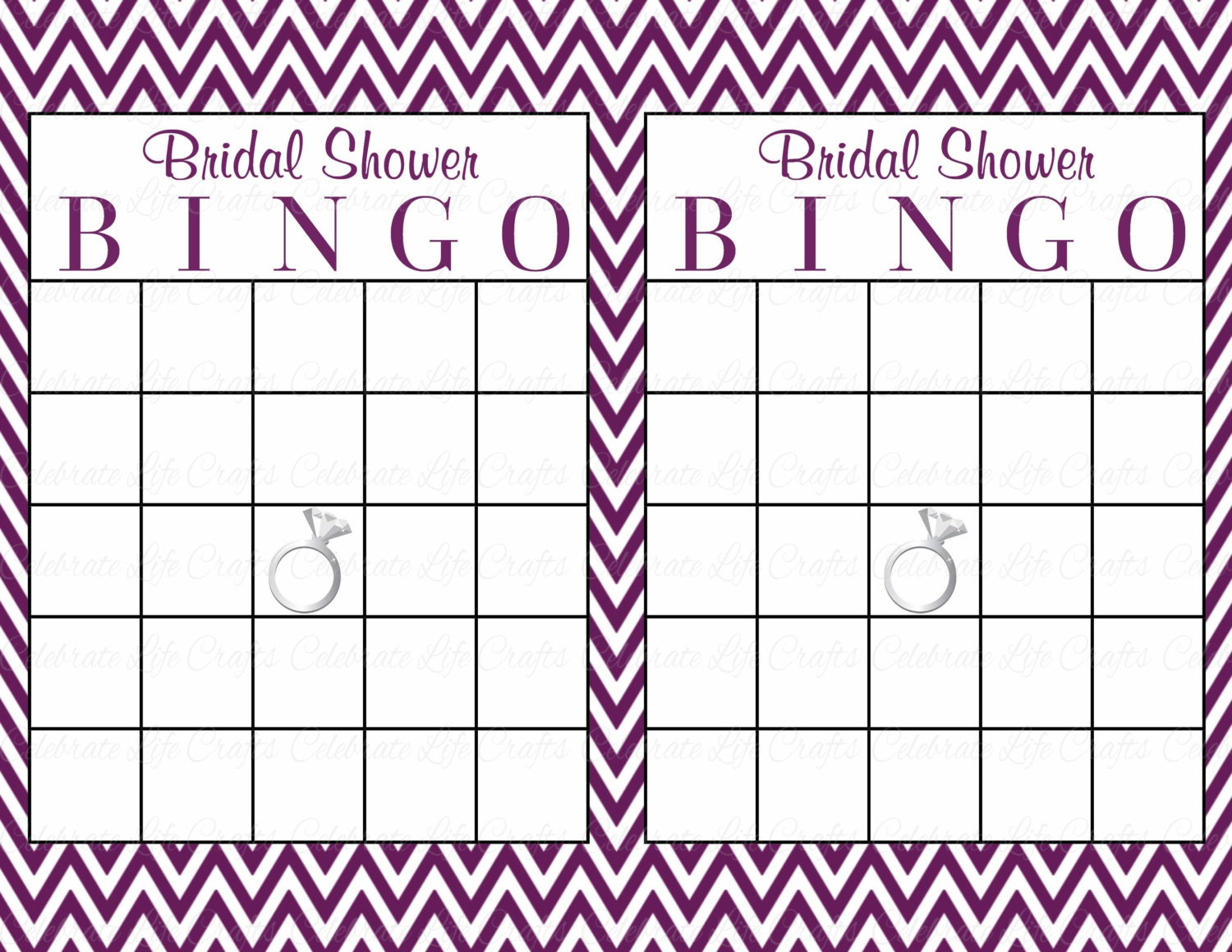 60 Bridal Bingo Cards Blank 60 Prefilled Cards Printable