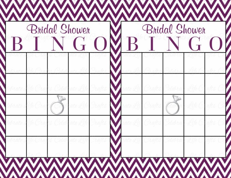 60 Bridal Bingo Cards Blank 60 Prefilled Cards Printable