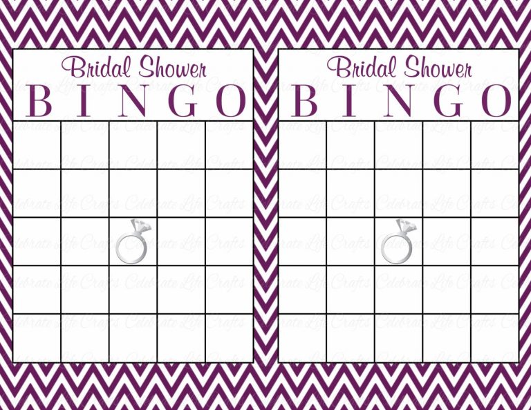 60 Bridal Bingo Cards Blank 60 Prefilled Cards Printable