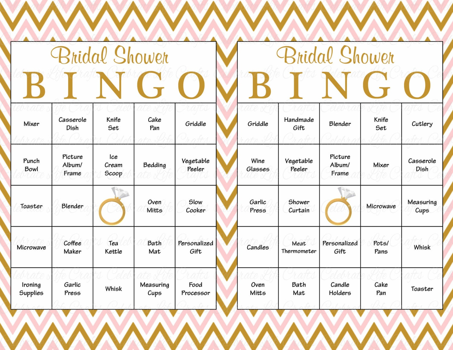 60 Bridal Bingo Cards Blank 60 Prefilled Cards Printable