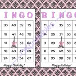 60 Happy Birthday Parisian Party Bingo Cards By