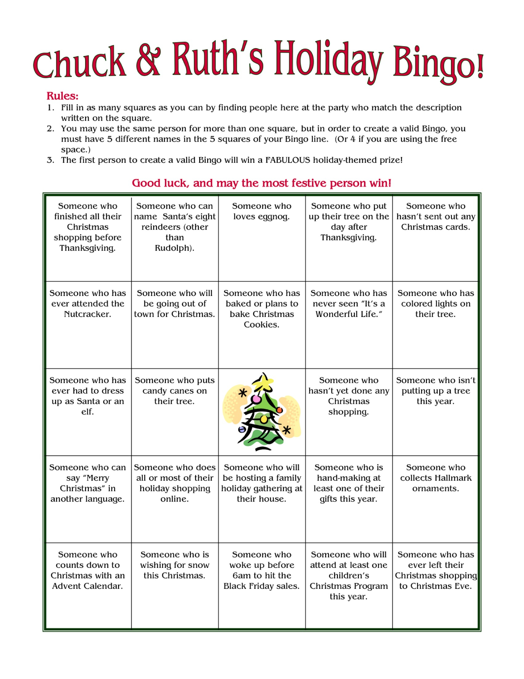 8 Best Printable Christmas Bingo Ice Breaker Printablee