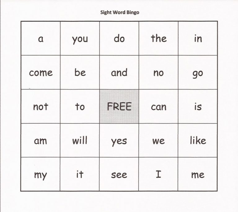 9 Best Sight Word Bingo Cards Printable Printablee