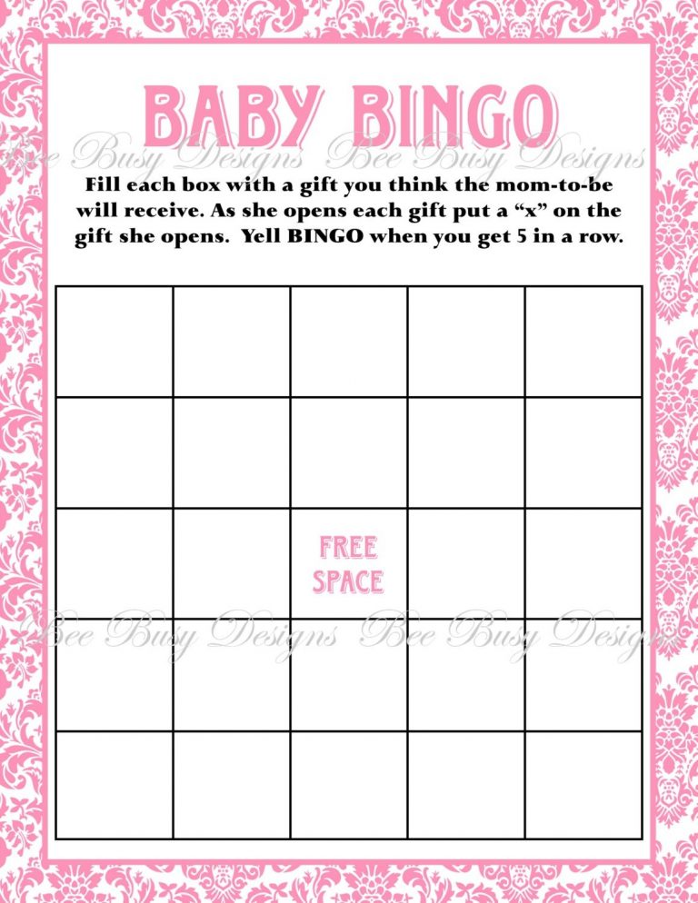 Baby Bingo Free Printable Template Free Printable