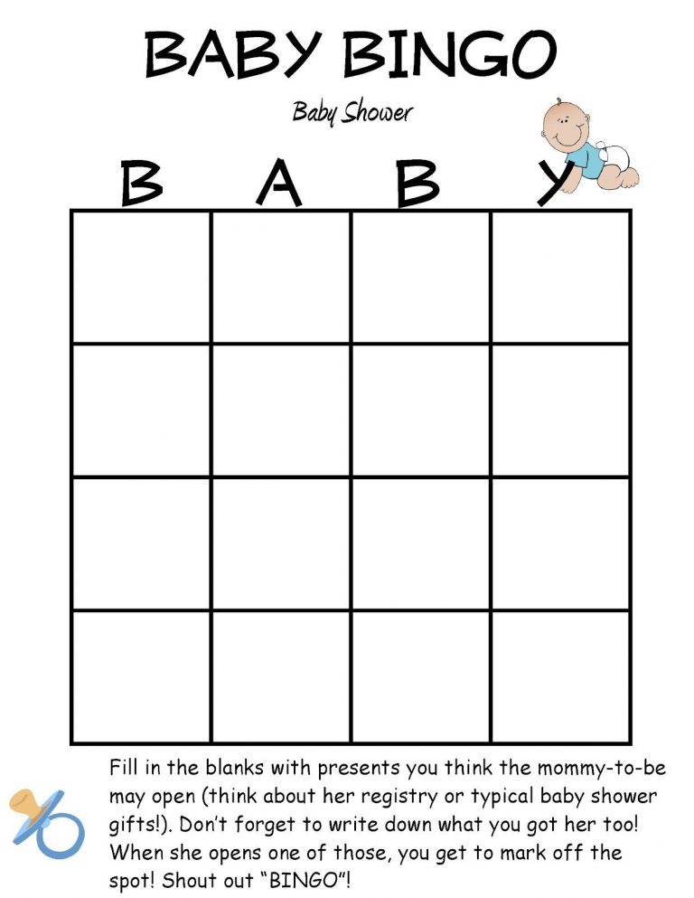 Baby Boy Shower Glamorous Baby Shower Bingo Blank Free In