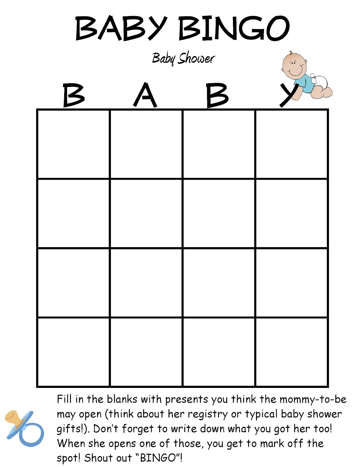 Baby Boy Shower Glamorous Baby Shower Bingo Blank Free In 