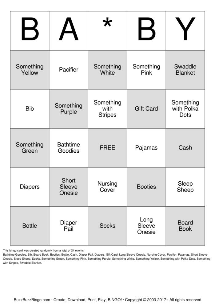Baby Gift Bingo Cards To Download Print And Customize Baby Gift Bingo Cards To Download Print And Customize
