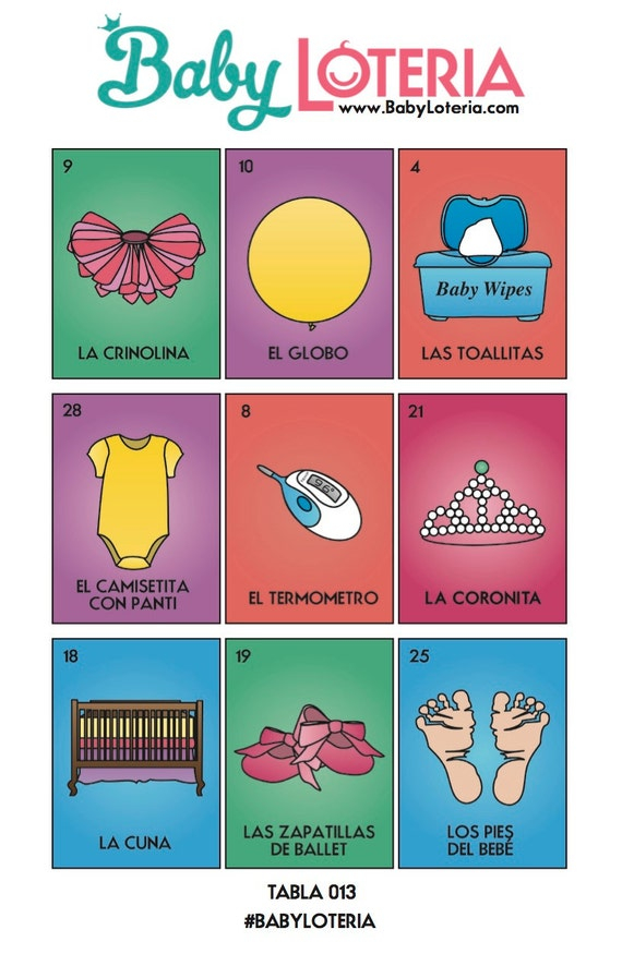 Baby Loteria Baby Lottery Baby Bingo Baby Shower Game