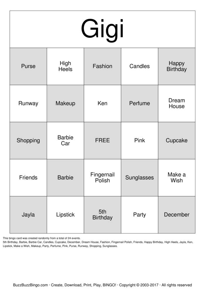 Barbie Bingo Cards To Download Print And Customize 