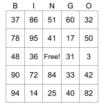 Bingo 1 100 Bingo Card