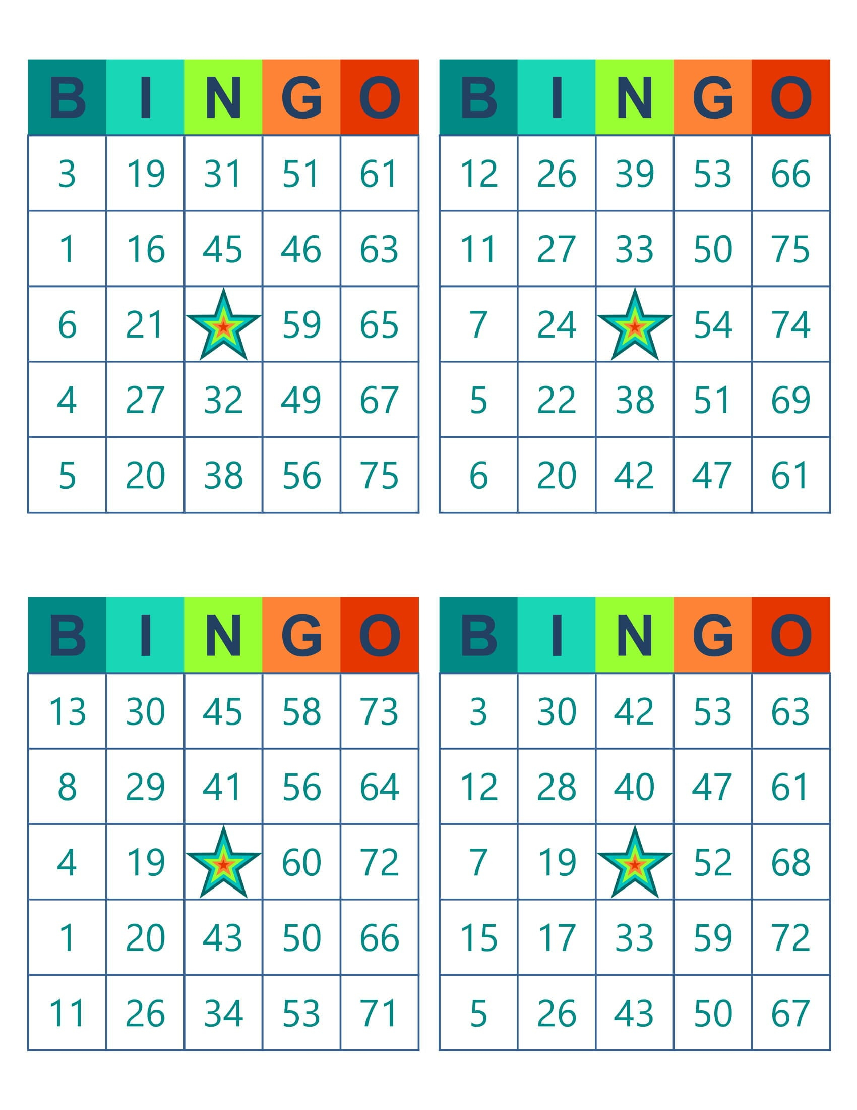 Bingo Cards 1000 Cards 4 Per Page Immediate Pdf Download 