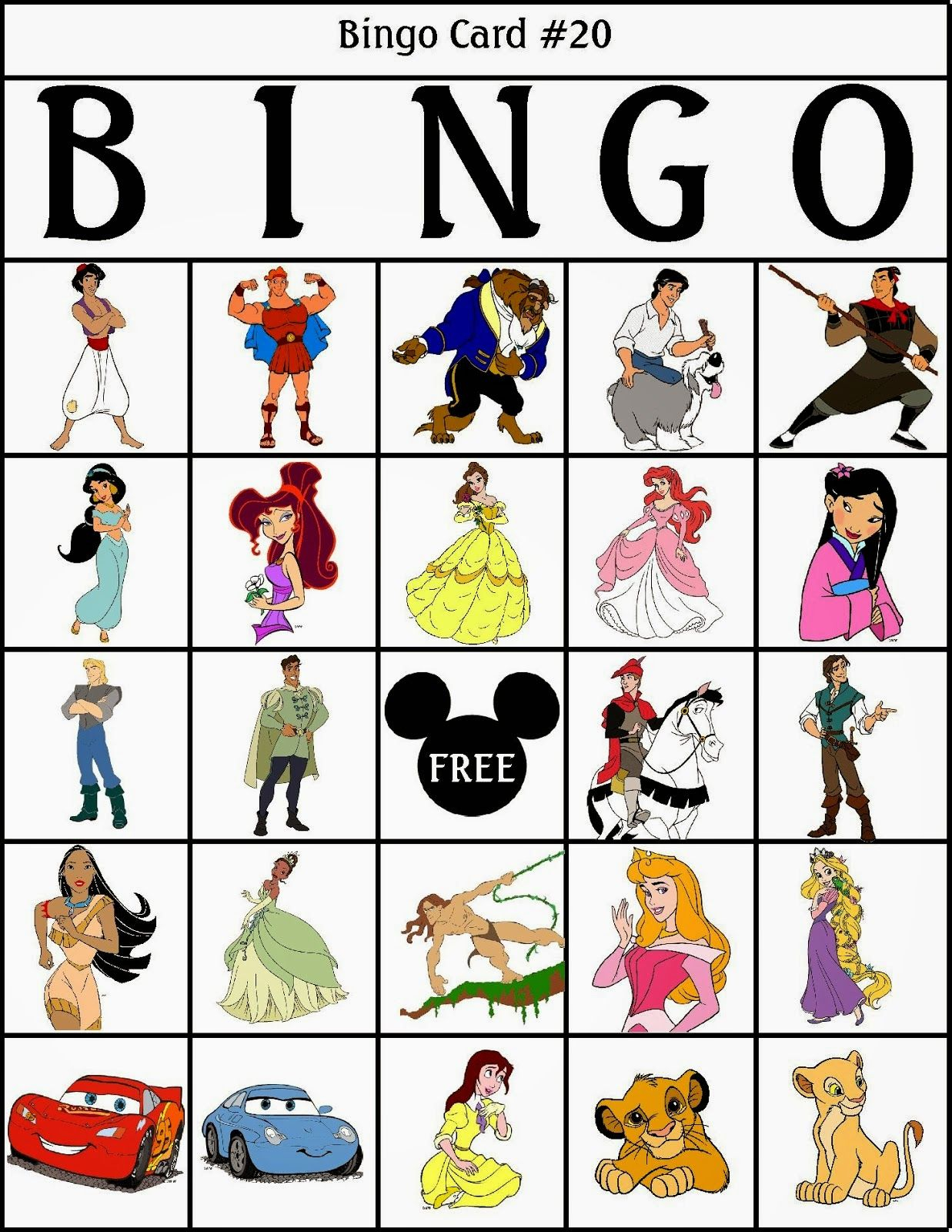Bingo De Personajes Disney Para Imprimir Gratis con 