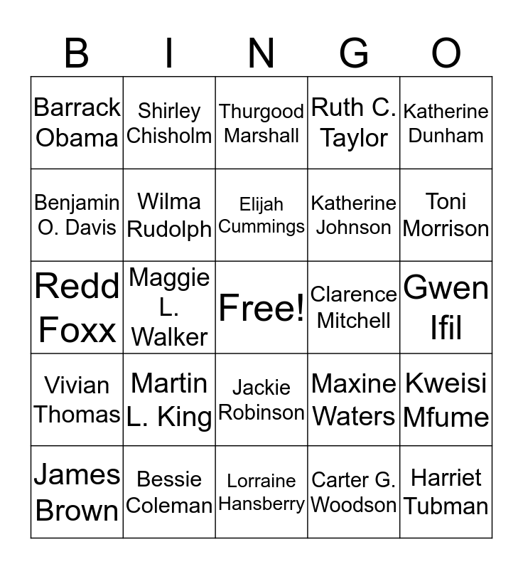 BLACK HISTORY BINGO Card