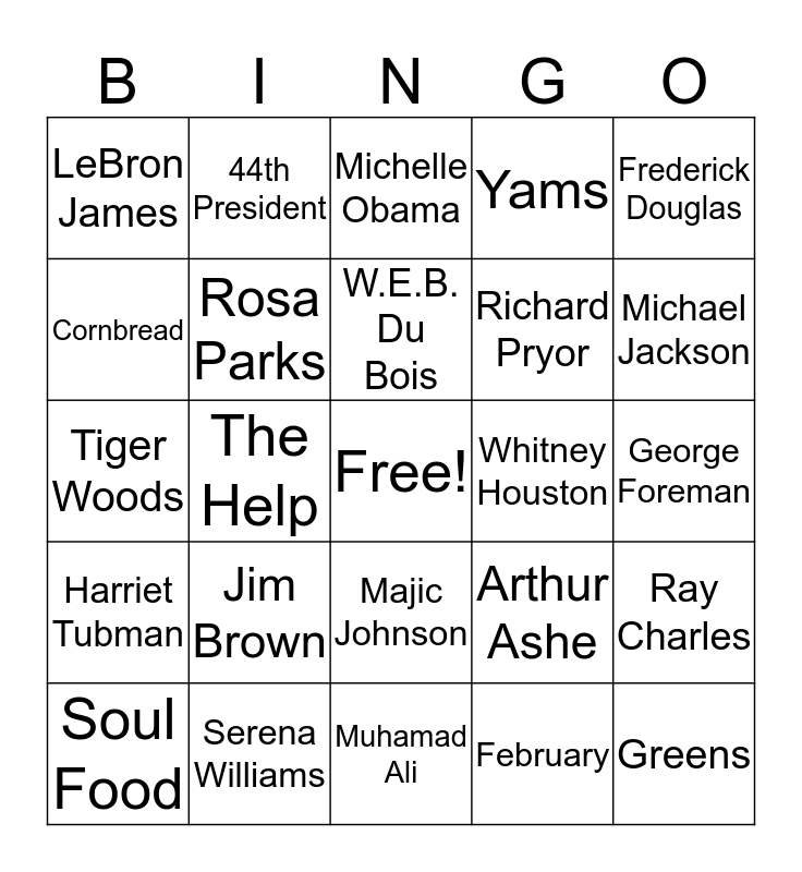 BLACK HISTORY MONTH Bingo Card