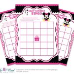 Black Pink Minnie Mouse Bingo Game Printable Card For Baby