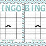 Blank Baby Shower Bingo Cards Mustache Theme Printable