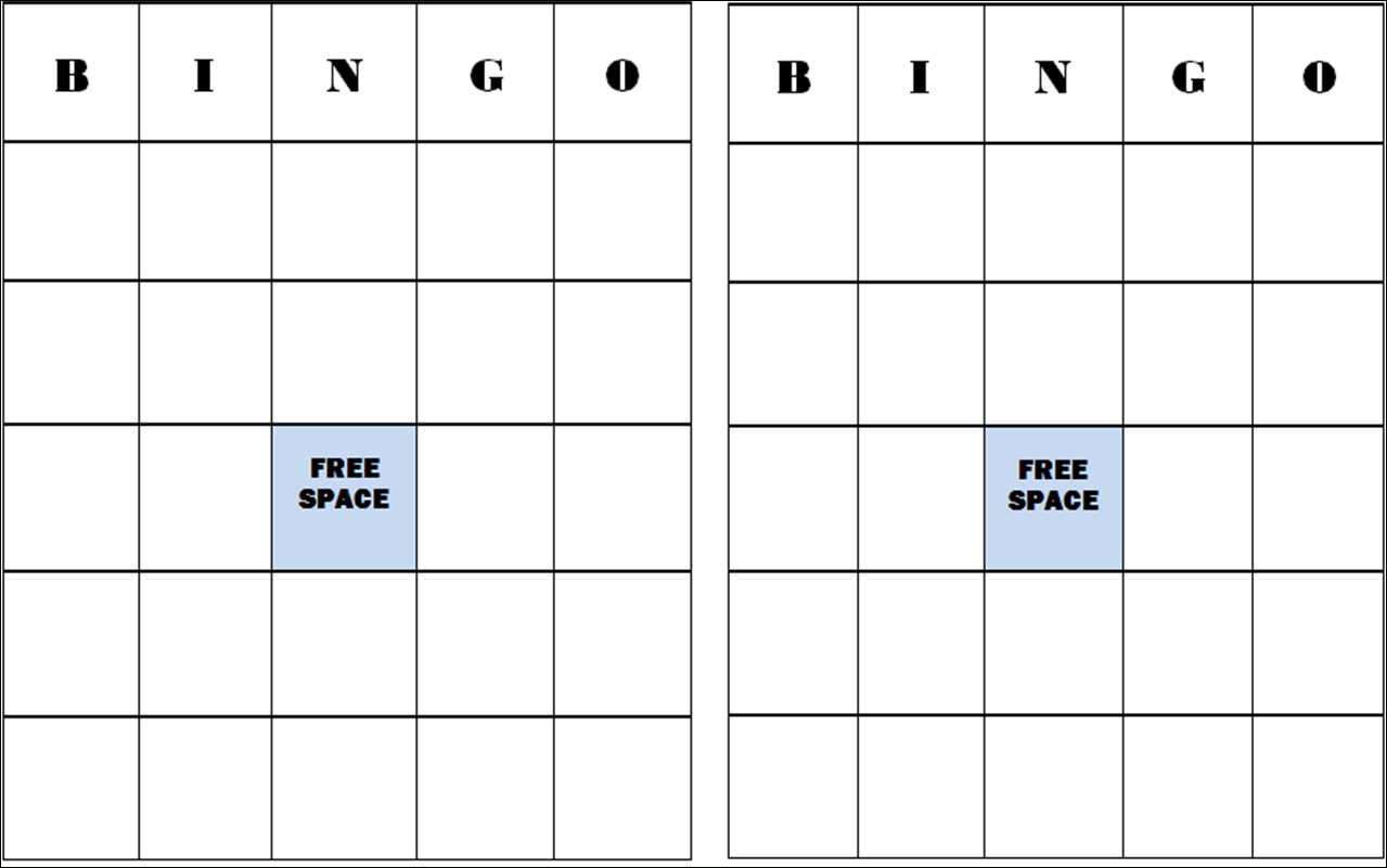 Blank Bingo Cards If You Want An Image Of A Standard 