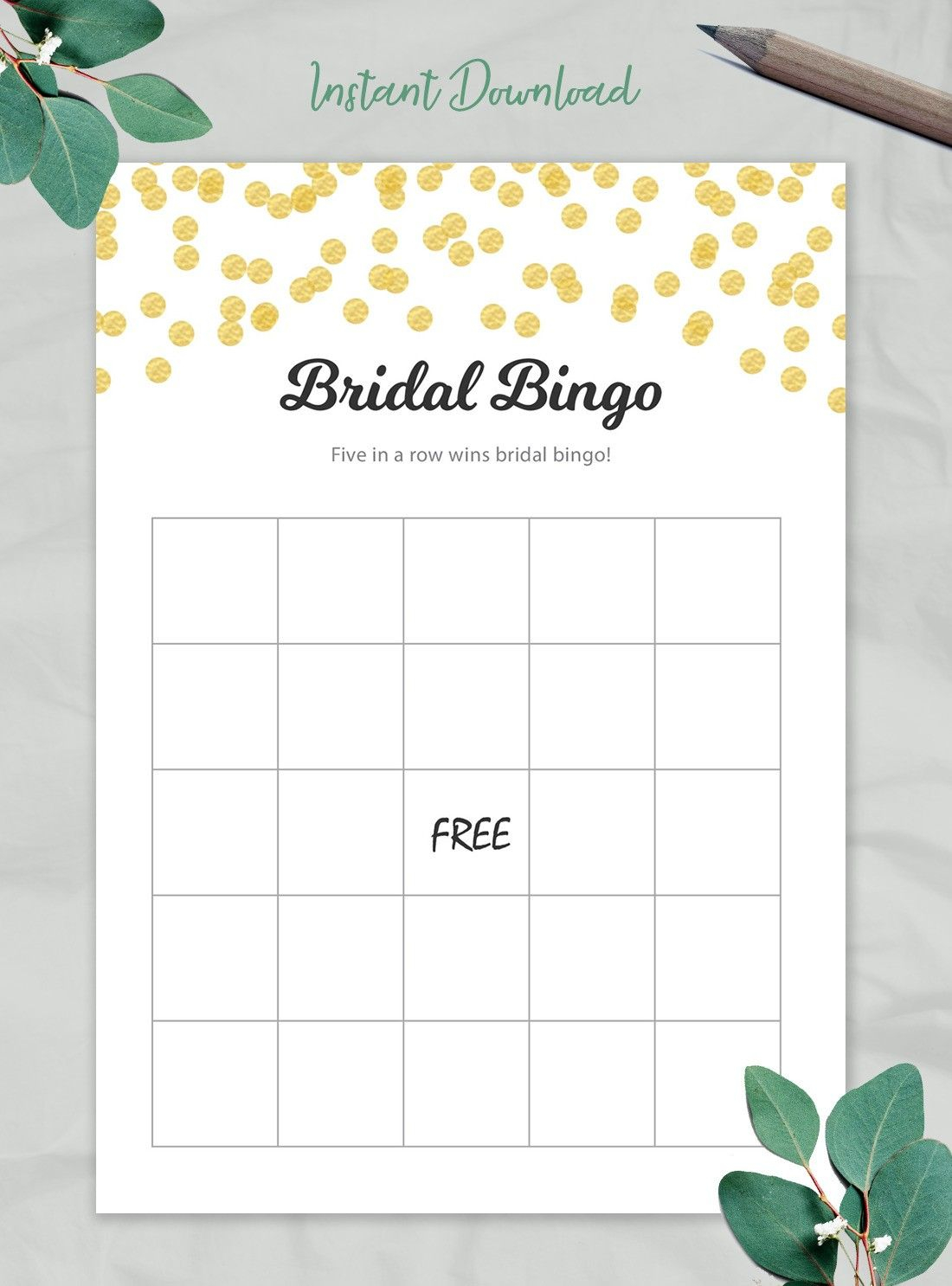 Blank Bridal Bingo Cards Template Empty Bingo Cards Etsy 