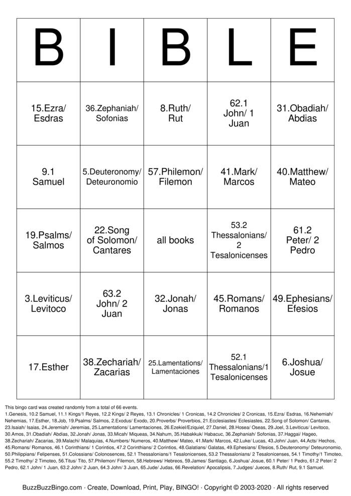 Books Of The Bible Bingo Cards To Download Print And 