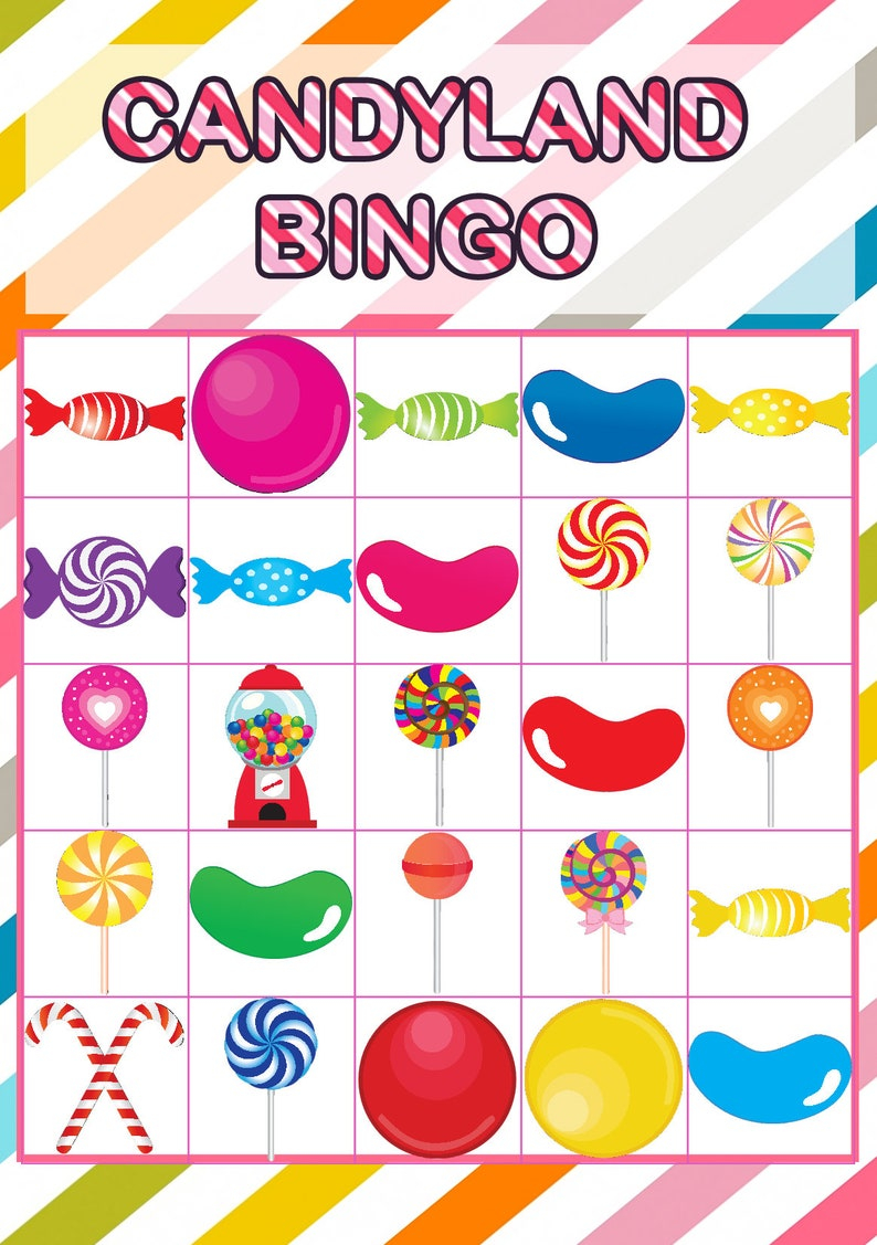 Candyland Bingo Cards Printable 30 Cards Candyland Etsy