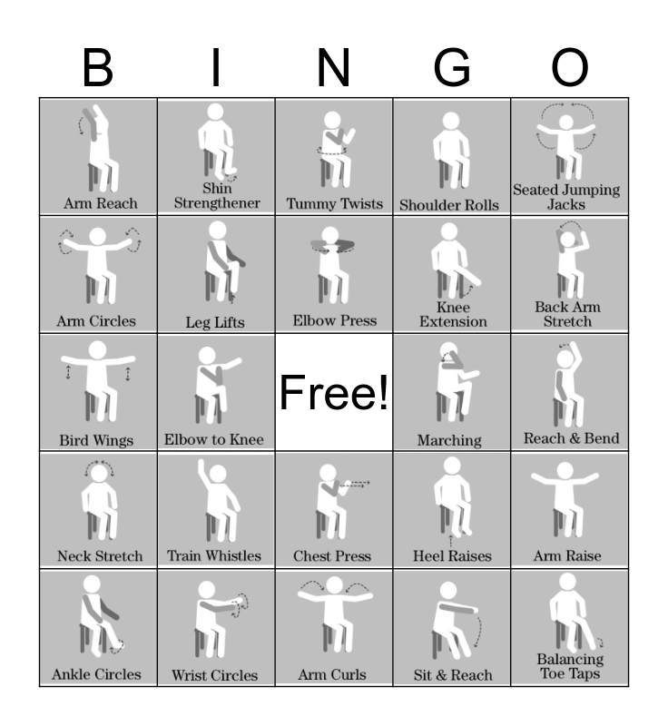 Chair Activity Bingo Card Chair Activity Bingo Card