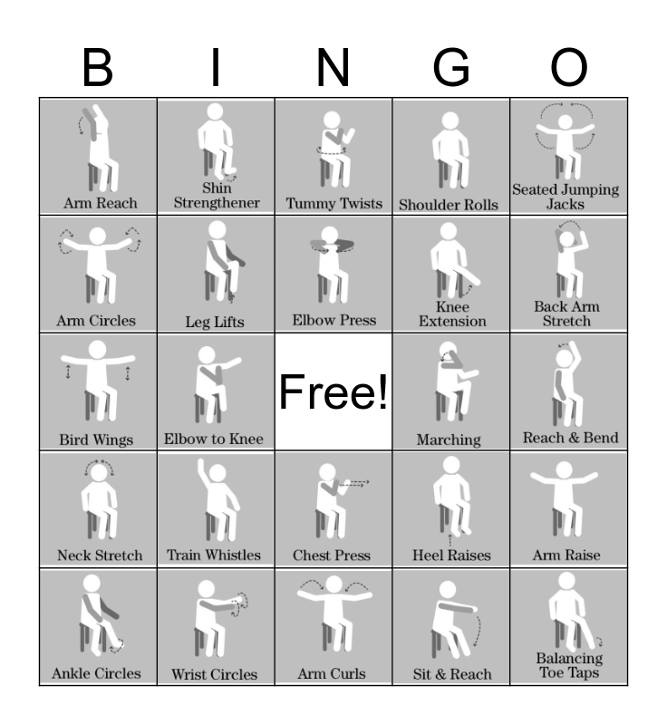 Chair Activity Bingo Card