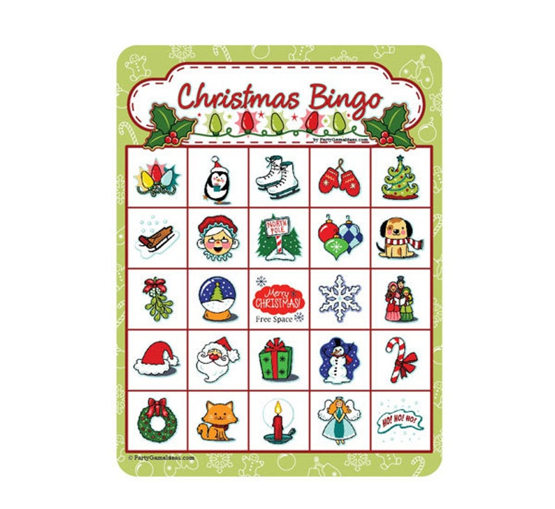 Christmas Bingo 25 Card Pack Colorful Holiday Bingo Cards 