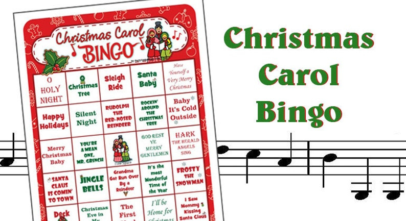 Christmas Carol Bingo 25 Card Pack Christmas Music And Etsy