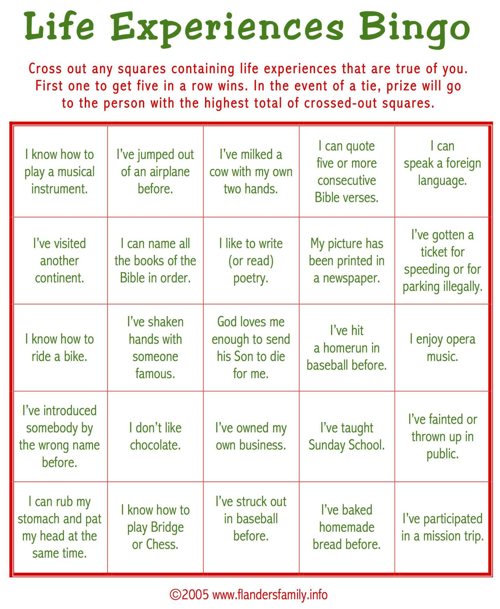 Christmas Ice Breaker Bingo Free Printable Flanders 