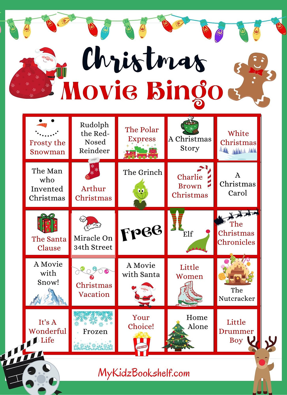 Christmas Movie Bingo Free Printable For A Fun Family Film 