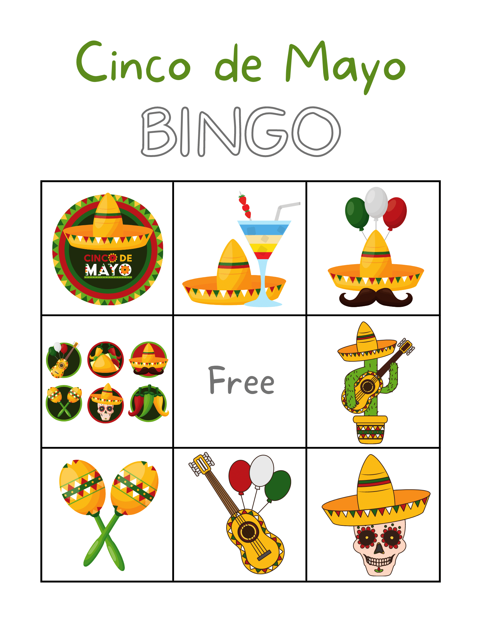 Cinco De Mayo Bingo Printable 3x3 Sprankel Online