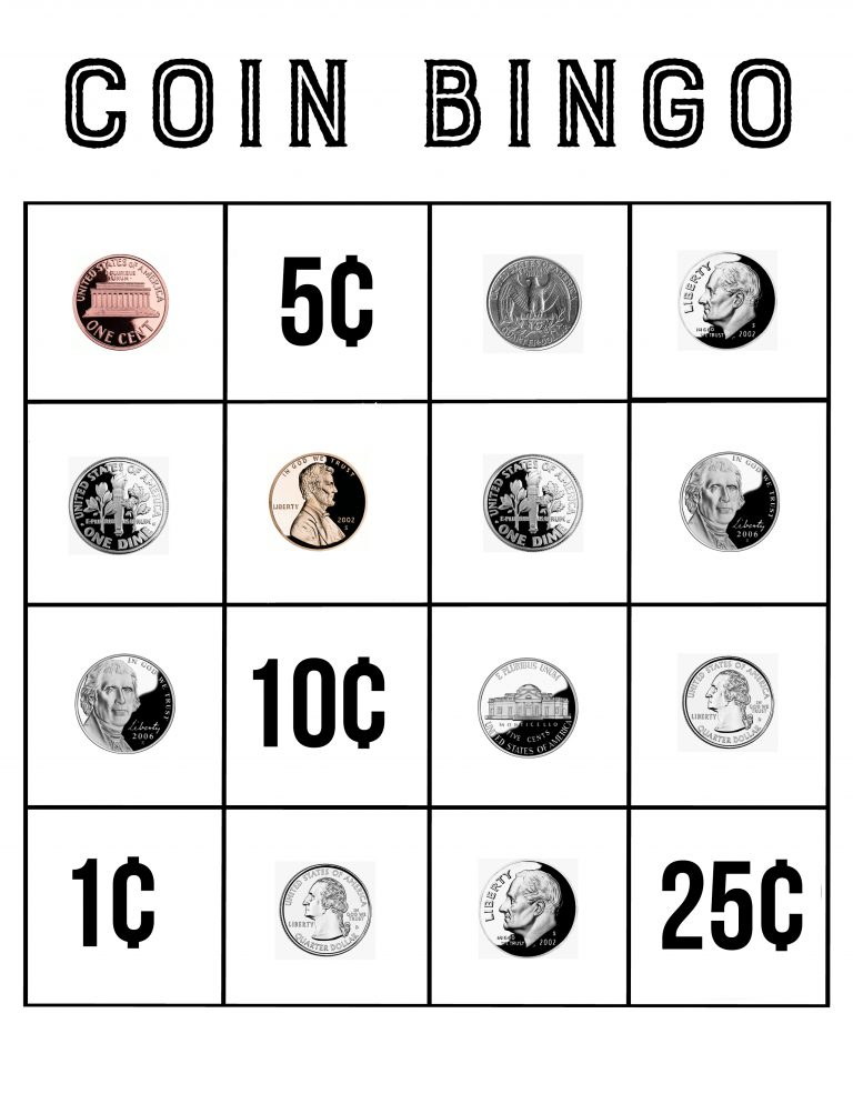 Coin Bingo Free Printable The Crafting Chicks