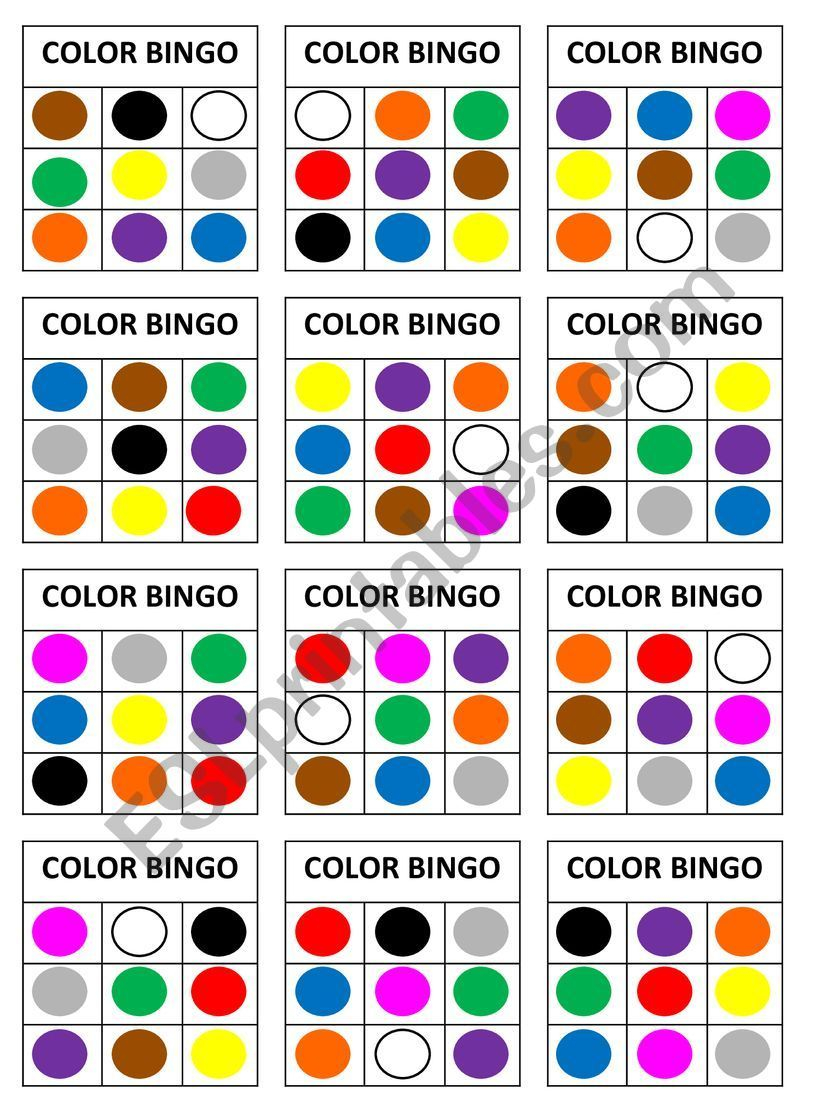 Color Bingo ESL Worksheet By LayanS Bingo Bingo For 