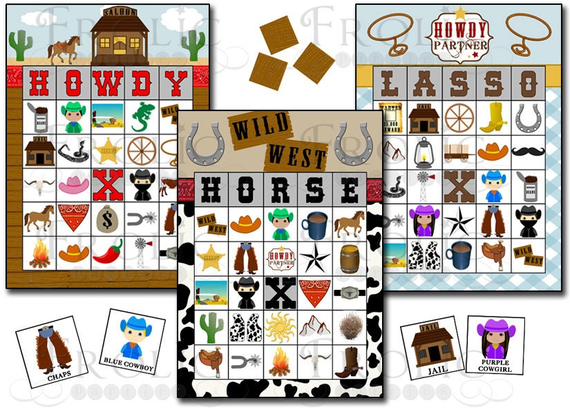 Cowboy Bingo 30 Printable Bingo Cards INSTANT DOWNLOAD