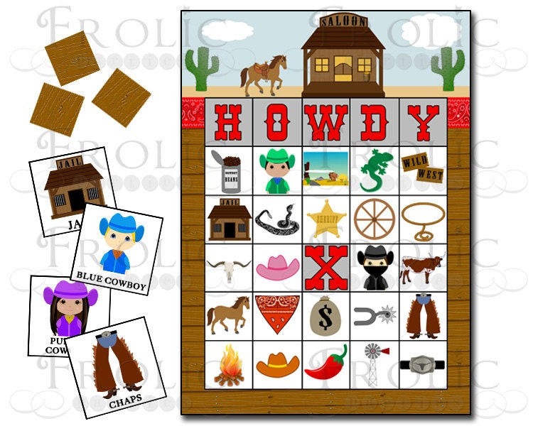 Cowboy Bingo And Cowgirl Bingo 10 Printable Bingo Cards