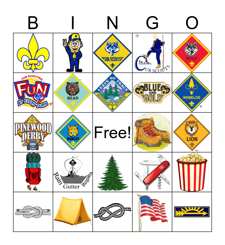 Cub Scout Bingo Card